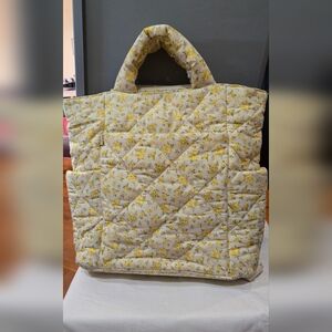Beis Floral Quilted Diaper Bag - Yellow